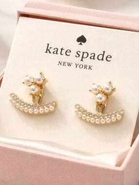 kate spade Gold Pearl and Crystal Jacket Earrings